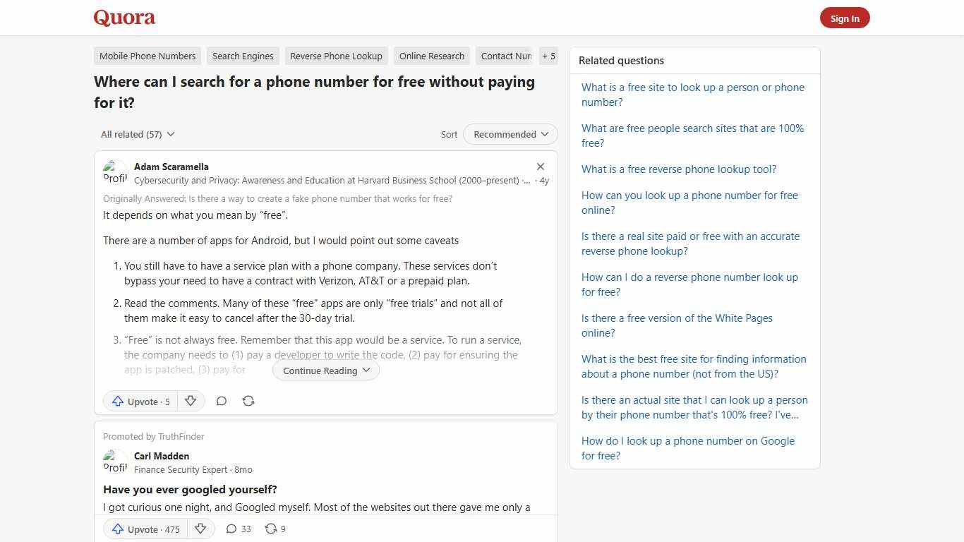 Where can I search for a phone number for free without paying for it? - Quora